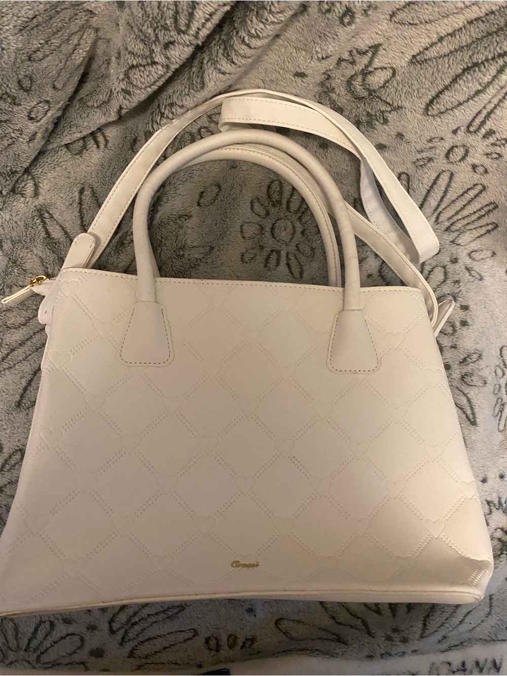 Crossi Cream Quilted Satchel Handbag with Removable Strap